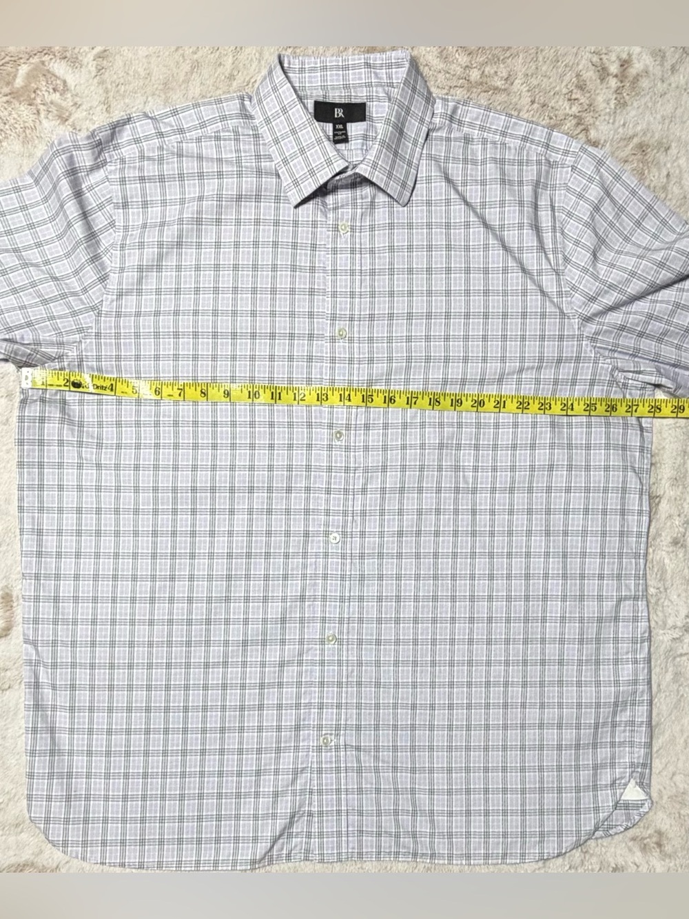 Freshly Dry-Cleaned Banana Republic Men's Button-Up White With Blue Plaid XX - Picture 5 of 8